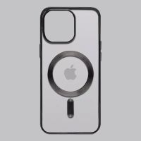 Чехол прозрачный силиконовый для Apple iPhone 14, iPhone 13 с MagSafe (черный)