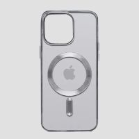 Чехол прозрачный силиконовый для Apple iPhone 15 Pro с MagSafe (серебристый)