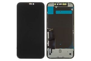 Дисплей Apple iPhone 11 переклейка с металлической рамкой (черный)