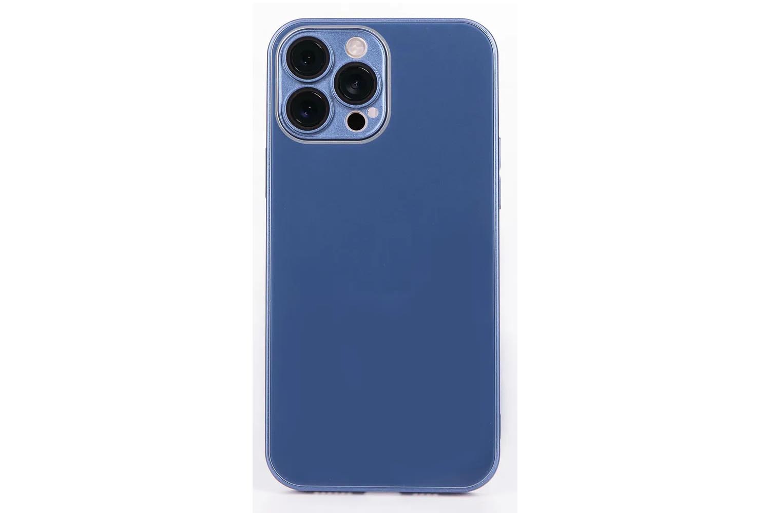 Чехол стеклянный с защитой под камеру для Apple IPhone 13 Pro Silicone+Glass CASE (фиолетовый)