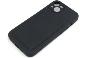 Силиконовый чехол кейс с кармашком под карточку Apple iPhone 13 (черный)