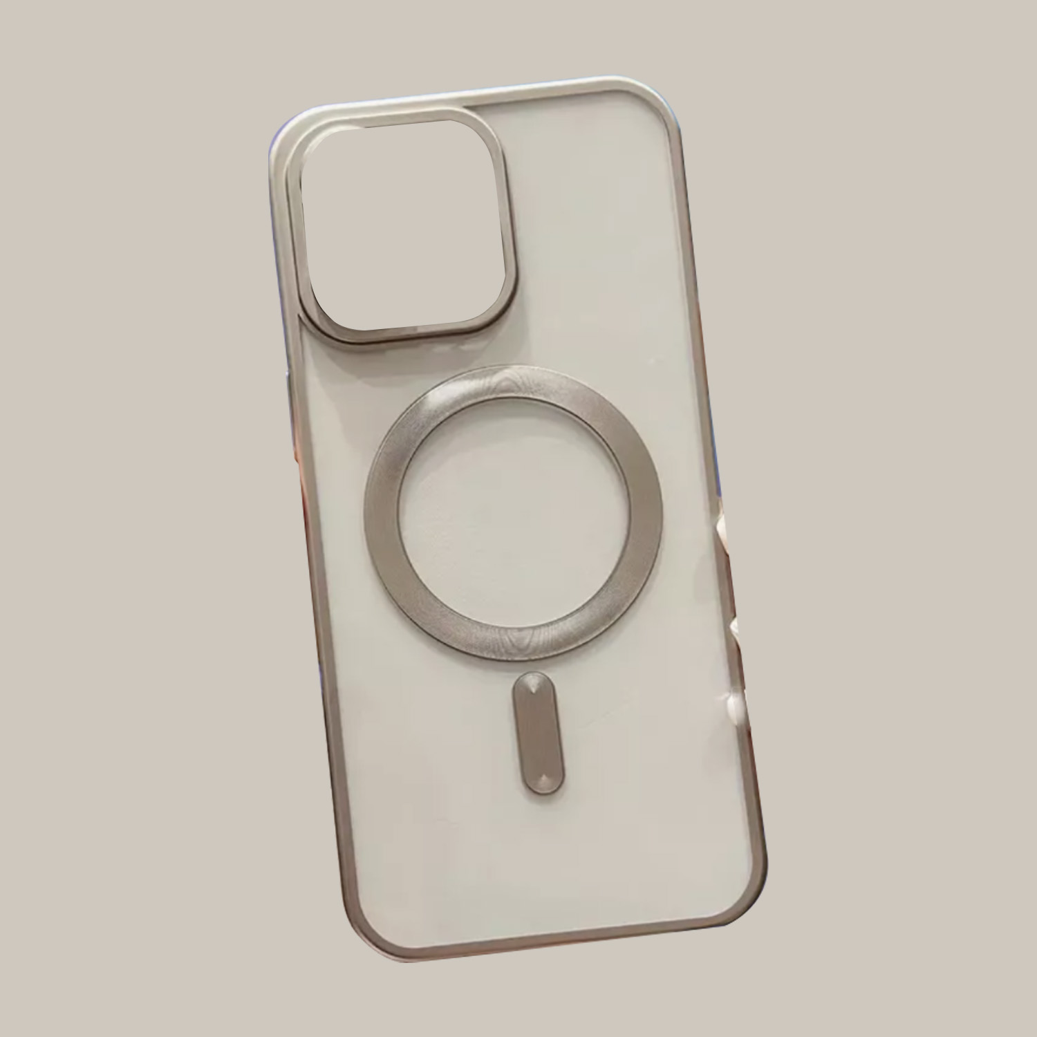 Чехол прозрачный силиконовый для Apple iPhone 14, iPhone 13 с MagSafe (натуральный титан)