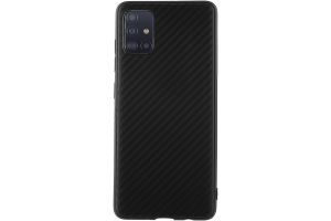 Силиконовый чехол кейс карбон Samsung Galaxy A71 (черный)