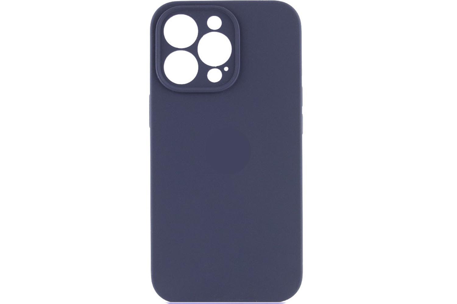 Чехол силиконовый с защитой камеры для Apple iPhone 13 Pro Max (темно - синий)