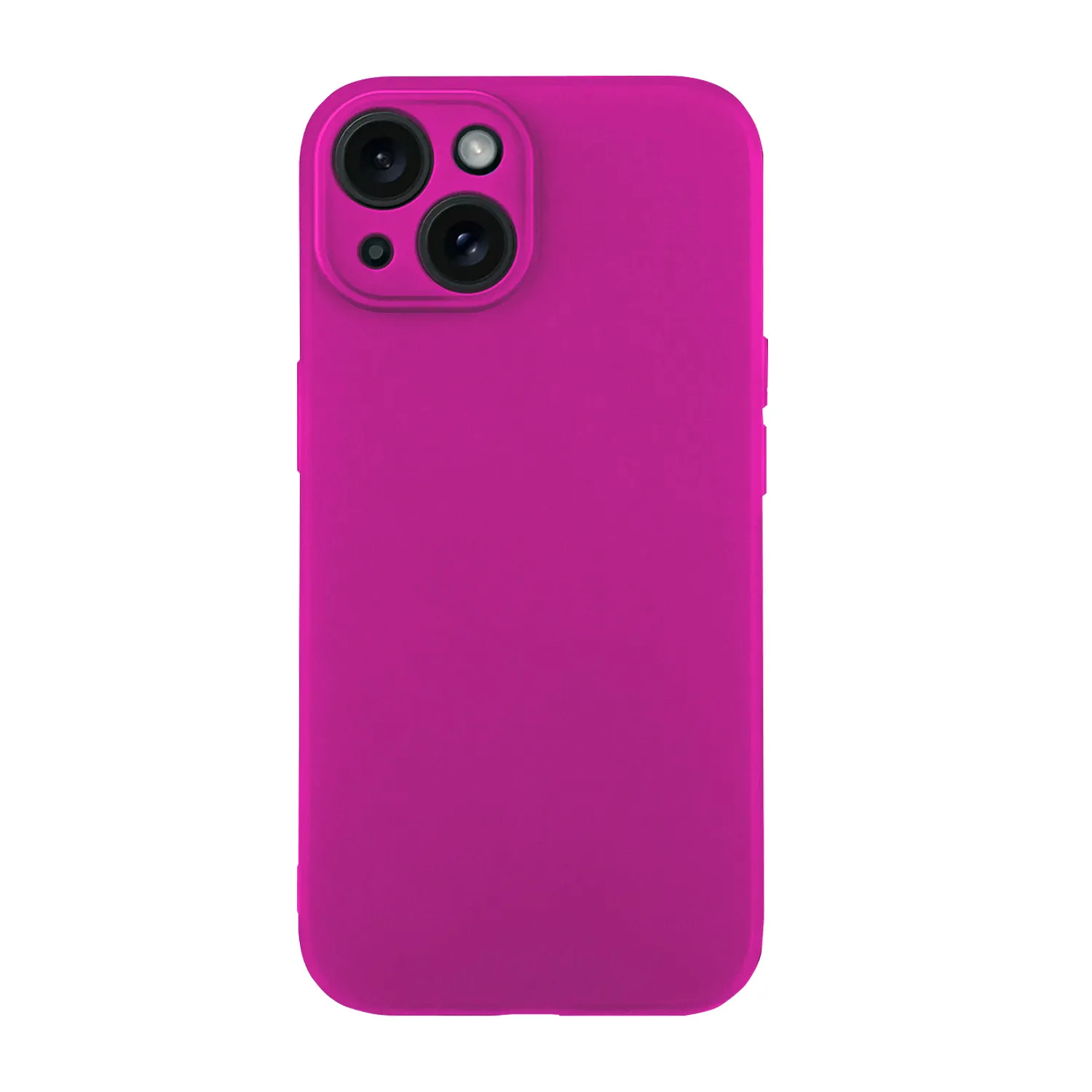 Чехол силиконовый с защитой камеры для Apple iPhone 15 (ярко-розовый)