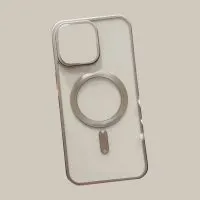 Чехол прозрачный силиконовый для Apple iPhone 15 с MagSafe (натуральный титан)