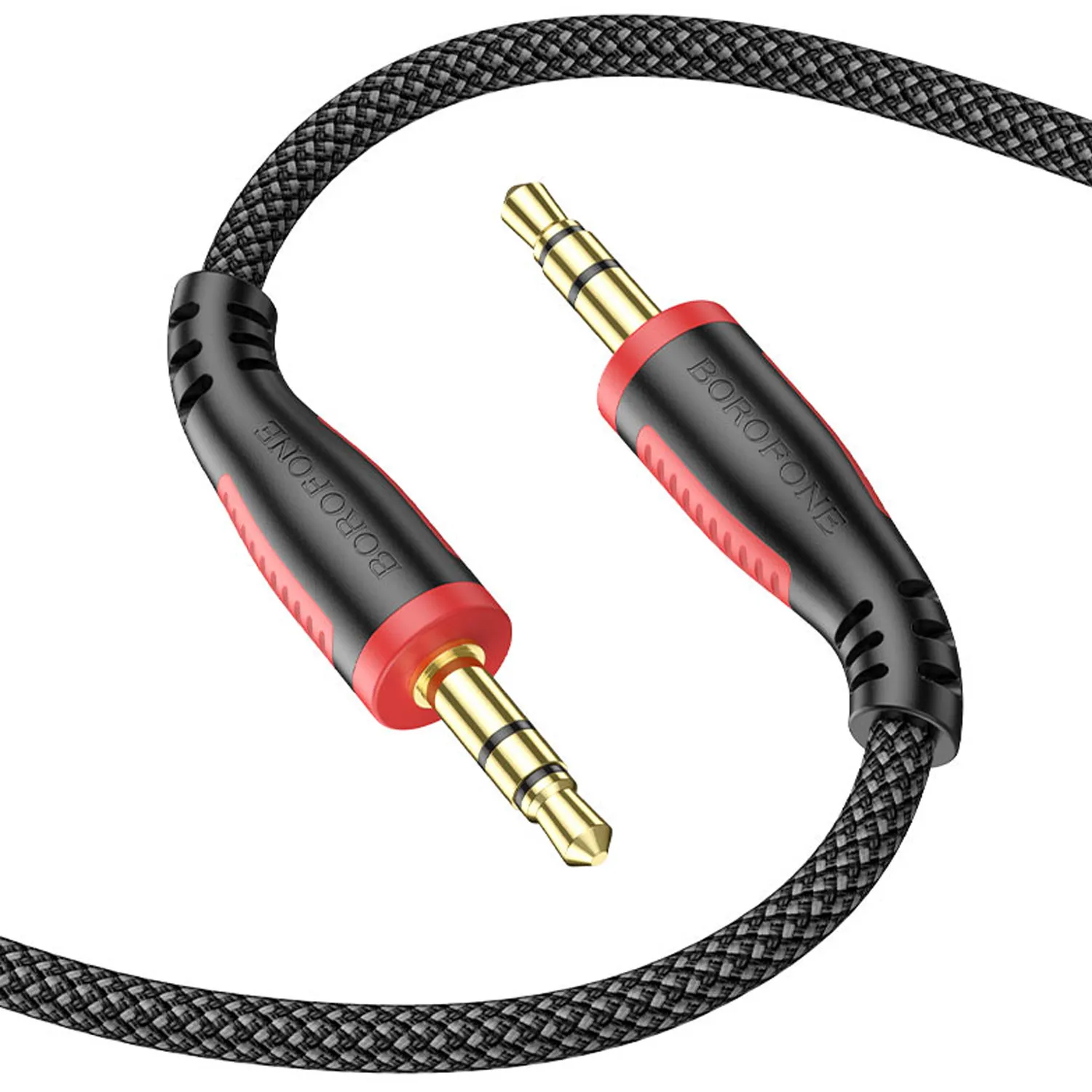 AUX кабель Borofone BL14 AUX Audio cable 3.5mm, тканевый, 2 метра (черный)
