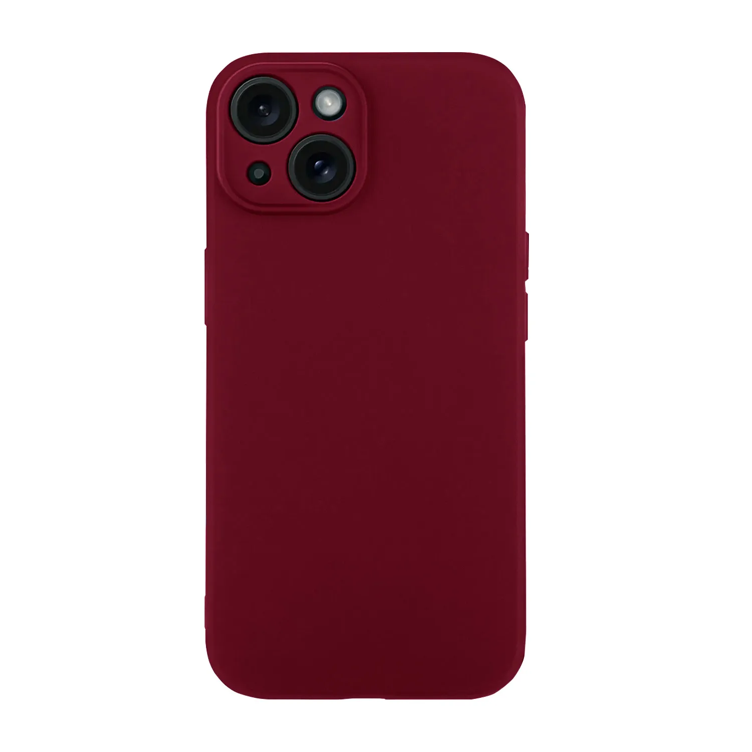 Чехол силиконовый с защитой камеры для Apple iPhone 15 (бордовый)