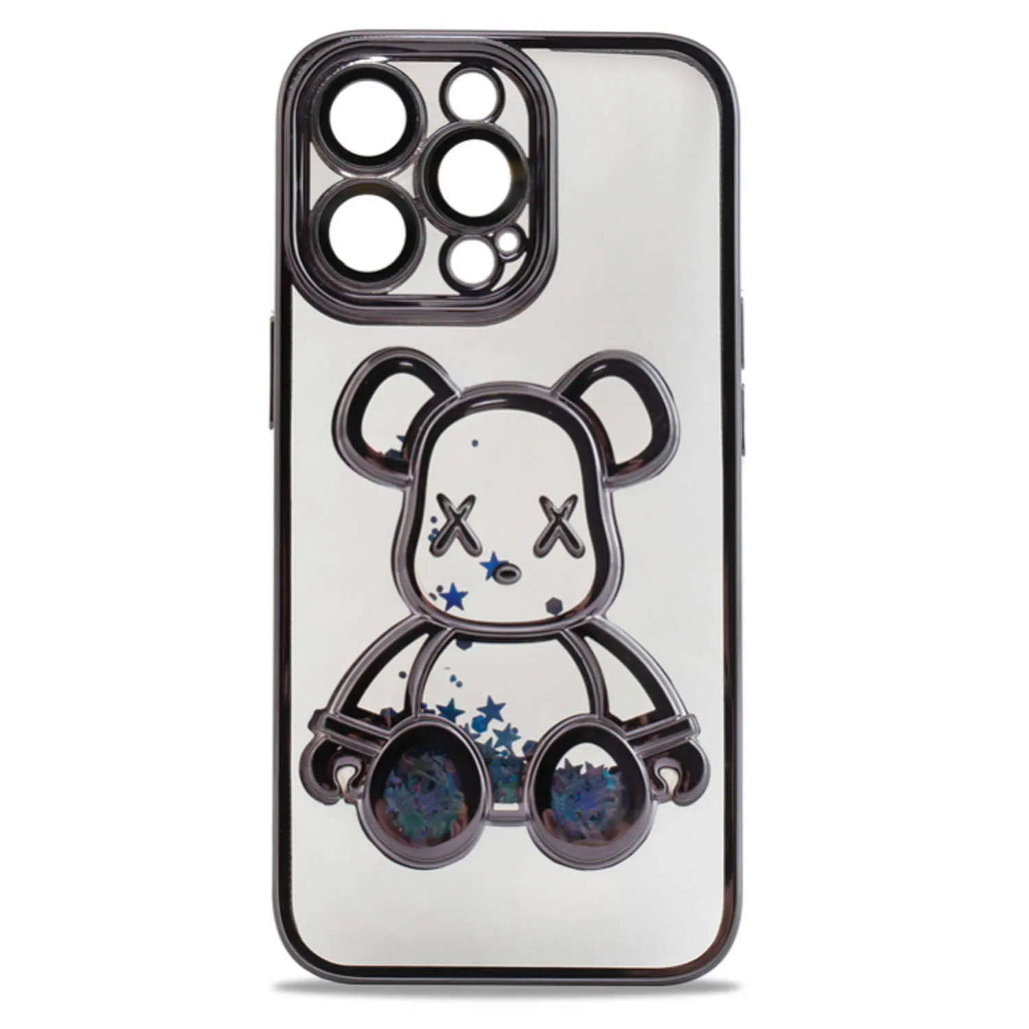 Чехол силиконовый с защитой камеры с принтом Bearbrick для Apple iPhone 13 Pro (черный)